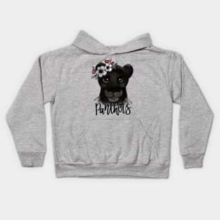 Panther with Floral Crown Kids Hoodie